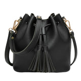 Women's Bucket Shoulder Bag Drawstring Hobo Handbag PU Leather Satchel