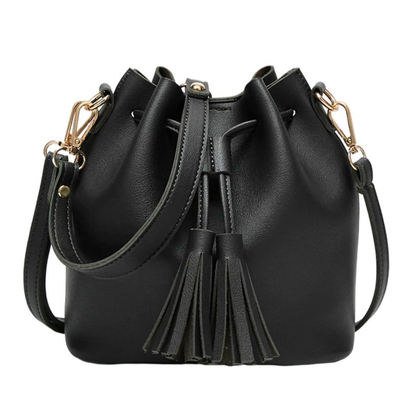 Women's Bucket Shoulder Bag Drawstring Hobo Handbag PU Leather Satchel