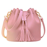 Women's Bucket Shoulder Bag Drawstring Hobo Handbag PU Leather Satchel