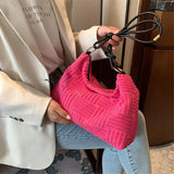 Women's Plush Shoulder Bag Clutch Handbag for Daily Shopping