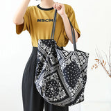 Women's Canvas Bag Stitching Pattern Handbag Large Capacity