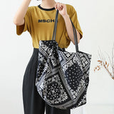 Women's Canvas Bag Stitching Pattern Handbag Large Capacity