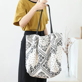 Women's Canvas Bag Stitching Pattern Handbag Large Capacity