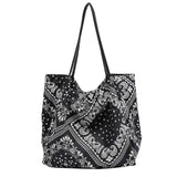 Women's Canvas Bag Stitching Pattern Handbag Large Capacity