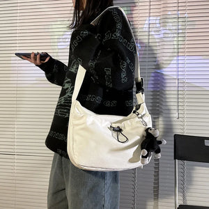 Japanese Style Canvas Shoulder Bag Harajuku Messenger Unisex Drawstring