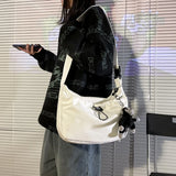 Japanese Style Canvas Shoulder Bag Harajuku Messenger Unisex Drawstring