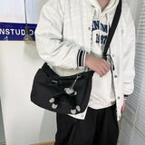 Japanese Style Canvas Shoulder Bag Harajuku Messenger Unisex Drawstring