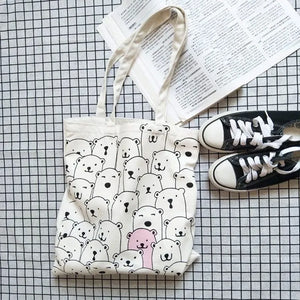 Women's Canvas Art Bag Shoulder Bag Bear Bag