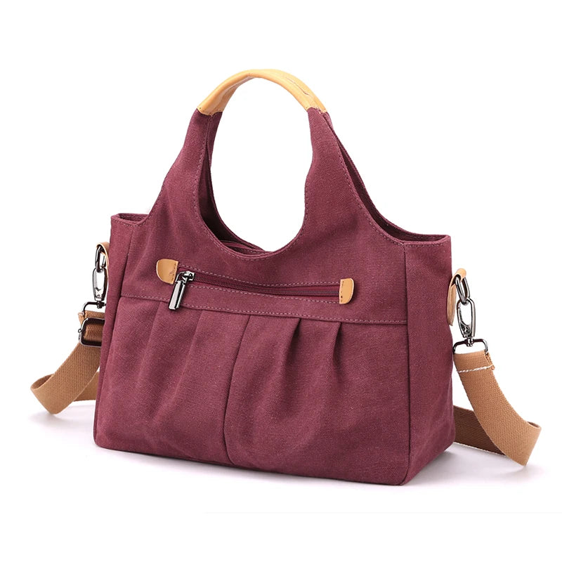 Canvas Tote Handbag Large Capacity Travel Shoulder Bag