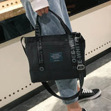 Women's Canvas Casual Handbag Large Capacity Letter Shoulder Bag