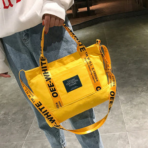 Women's Canvas Casual Handbag Large Capacity Letter Shoulder Bag