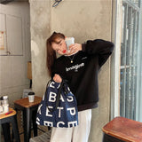 Women's Canvas Casual Tote Shoulder Bag Stylish Waterproof Shopping Cloth Bags