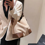 Oversize Canvas Crossbody Bag for Women Large Cotton School Shoulder Handbag