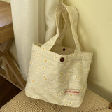 Lovely Flower Handbag - Girls Canvas Eco Bag - Japanese Lunch Bag