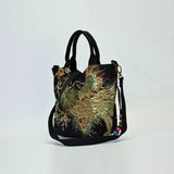 Women's Canvas Embroidered Peacock Vintage Handbag Shoulder Bags