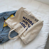 Women's Canvas Handbag Large Capacity Shoulder Bag Female Letter Printed