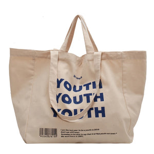 Women's Canvas Handbag Large Capacity Shoulder Bag Female Letter Printed