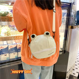 Women's Canvas Frog Handbag, Student Style