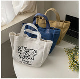 Women's Canvas Handbag Large Capacity Animal Picture Shoulder Bag Purse