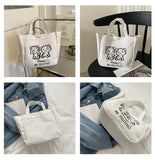 Women's Canvas Handbag Large Capacity Animal Picture Shoulder Bag Purse