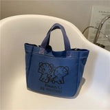 Women's Canvas Handbag Large Capacity Animal Picture Shoulder Bag Purse