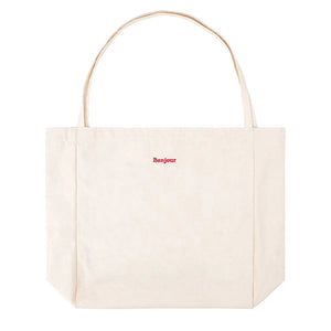 Bonjour Embroidered Canvas Shoulder Bag