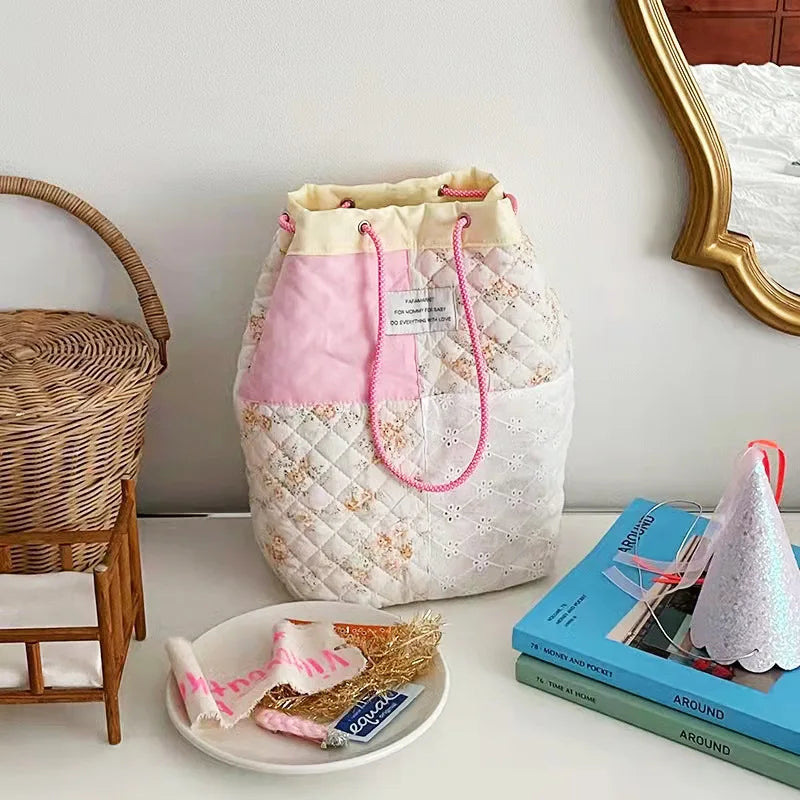 Women's Canvas Shoulder Bag Daisy Cotton Handbag Totes Vintage Purse