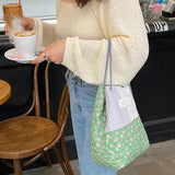Women's Canvas Shoulder Bag Daisy Cotton Handbag Totes Vintage Purse