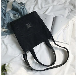Women's Canvas Shoulder Bag Corduroy Crossbody Handbag Large Capacity