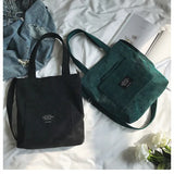Women's Canvas Shoulder Bag Corduroy Crossbody Handbag Large Capacity