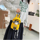 Women's Canvas Shoulder Bag Zipper Carton Crossbody Phone Purse Chest Bag