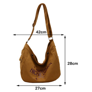Women's Canvas Shoulder Bag Letter Print Casual Messenger Bags Handbag
