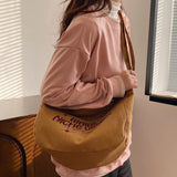 Women's Canvas Shoulder Bag Letter Print Casual Messenger Bags Handbag