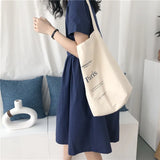 Women's Canvas Shoulder Bag Letters Printing Casual Totes