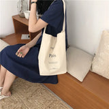 Women's Canvas Shoulder Bag Letters Printing Casual Totes