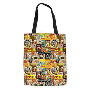 Women's Canvas Shoulder Bags British Style Ladies Folding Shopping Bag