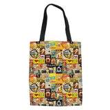 Women's Canvas Shoulder Bags British Style Ladies Folding Shopping Bag