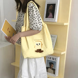 Women's Cheese Pattern Canvas Shoulder Bag Tote