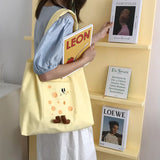 Women's Cheese Pattern Canvas Shoulder Bag Tote