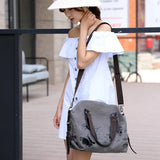 Vintage Graffiti Print Canvas Shoulder Bag