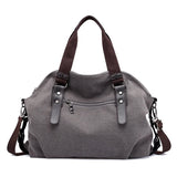 Vintage Graffiti Print Canvas Shoulder Bag