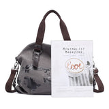 Vintage Graffiti Print Canvas Shoulder Bag