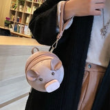 Women's Pig Small Round Crossbody Shoulder Bag with Chain Strap