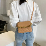 Embroidered Thread Rhombus Shoulder Bag Chain Lady Bag