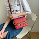 Embroidered Thread Rhombus Shoulder Bag Chain Lady Bag