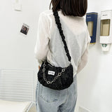 Women's Chain Shoulder Bag Half Moon Casual Tote Cross Body Messenger