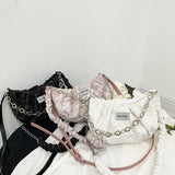 Women's Chain Shoulder Bag Half Moon Casual Tote Cross Body Messenger