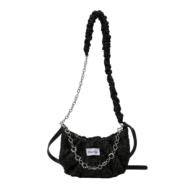 Women's Chain Shoulder Bag Half Moon Casual Tote Cross Body Messenger