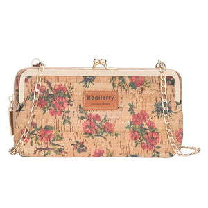 Women's Chain Shoulder Strap Bag Floral Cork Small Handbag