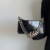 Women's Chain Underarm Shoulder Bag Glossy Patent Leather